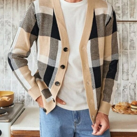 Manfinity Men Plaid Pattern Cardigan - Picture 7 of 7